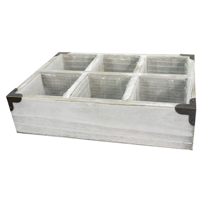 6 Compartment Succulent Wooden Planter Pot Organizer Storage