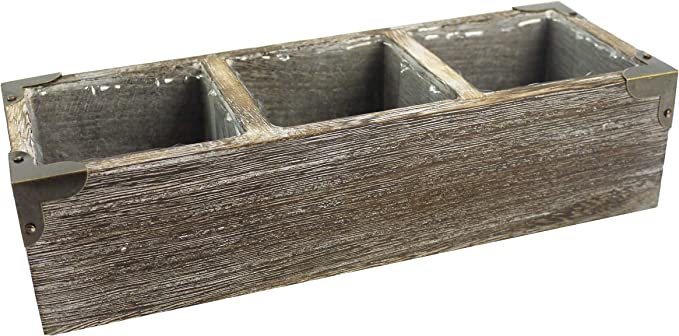 3 Compartment Succulent Wooden Planter Pot Organizer StorageWooden Flower