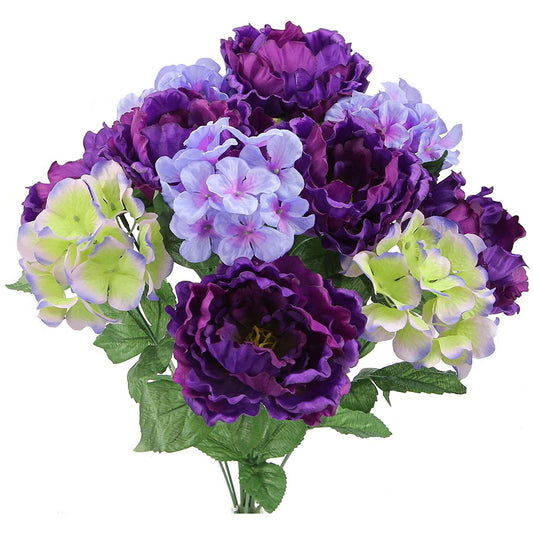 GPB7320-MV/BL MIX Artificial Full Blooming FlowersMauve/Blue Mix