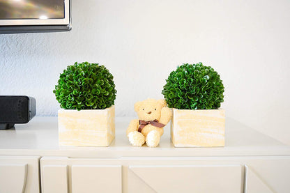 ABN5P009-GRN-2 7.5"H Faux  Artificial Boxwood Tabletop In Pot Set of 2