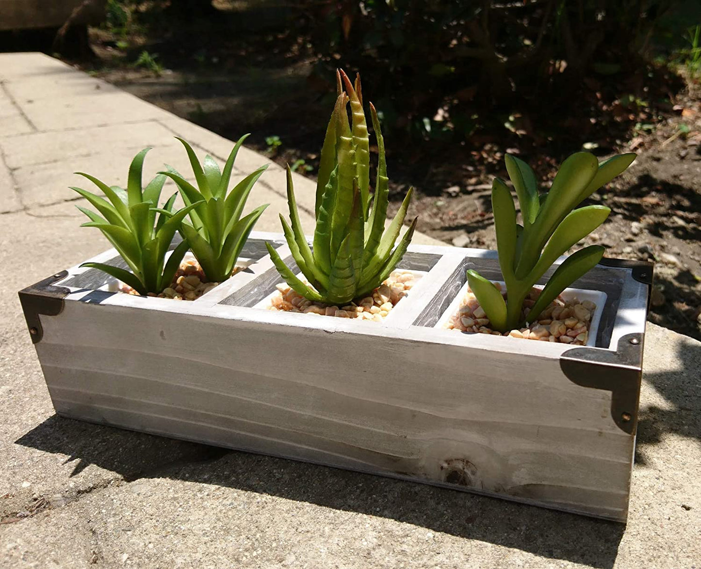 3 Compartment Succulent Wooden Planter Pot Organizer StorageWooden Flower