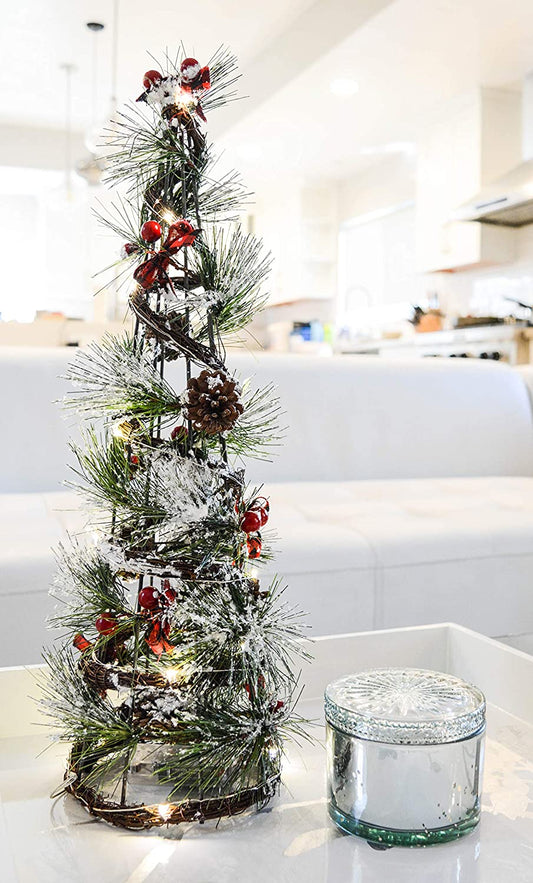 23"H Christmas Wire Cone Tree with Lights Battery Powered Decorative