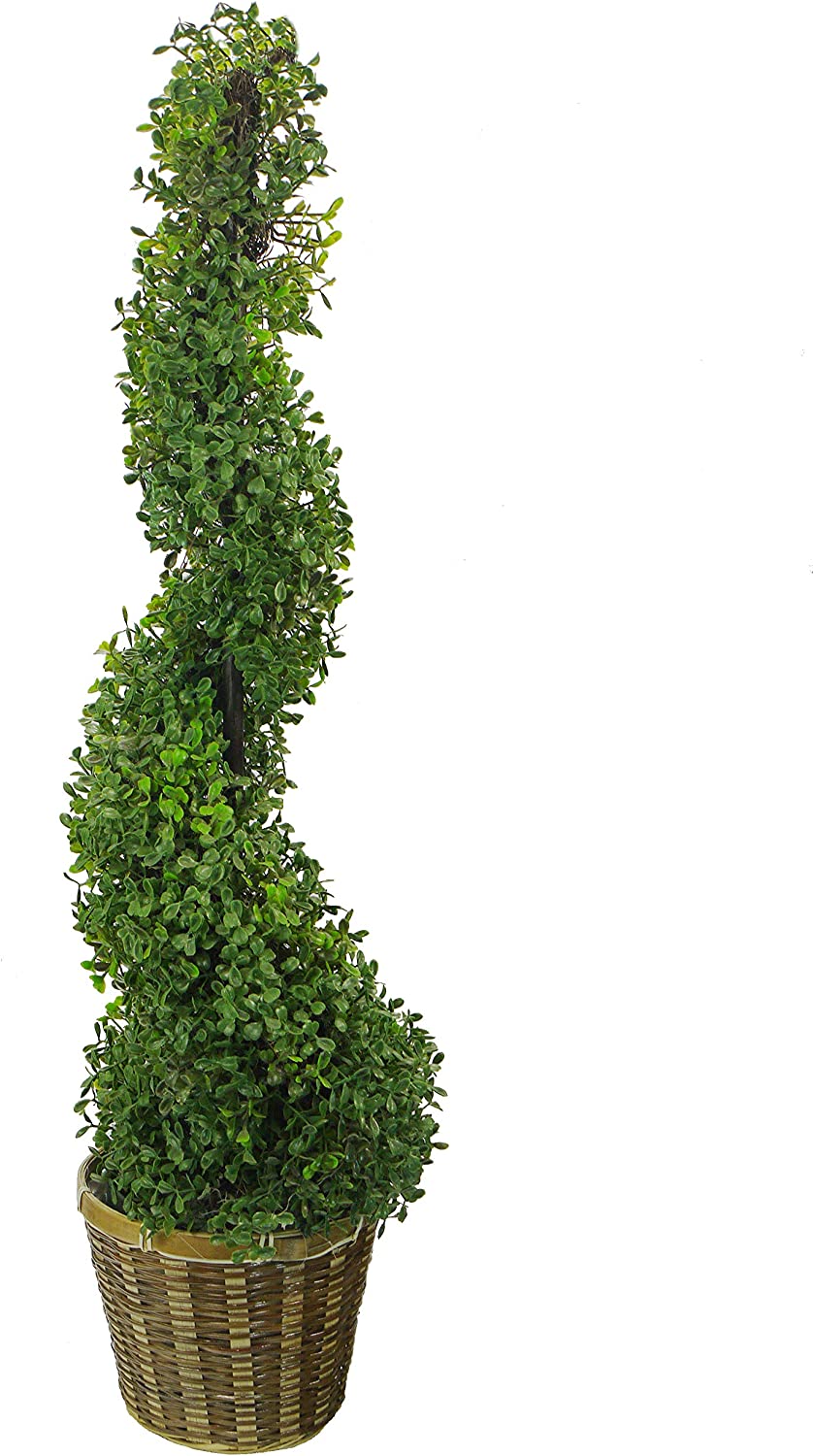 Artificial Boxwood Leave Double Ball Shaped Topiary Plant Tree in Basket,  ABNT001B-NTRL
