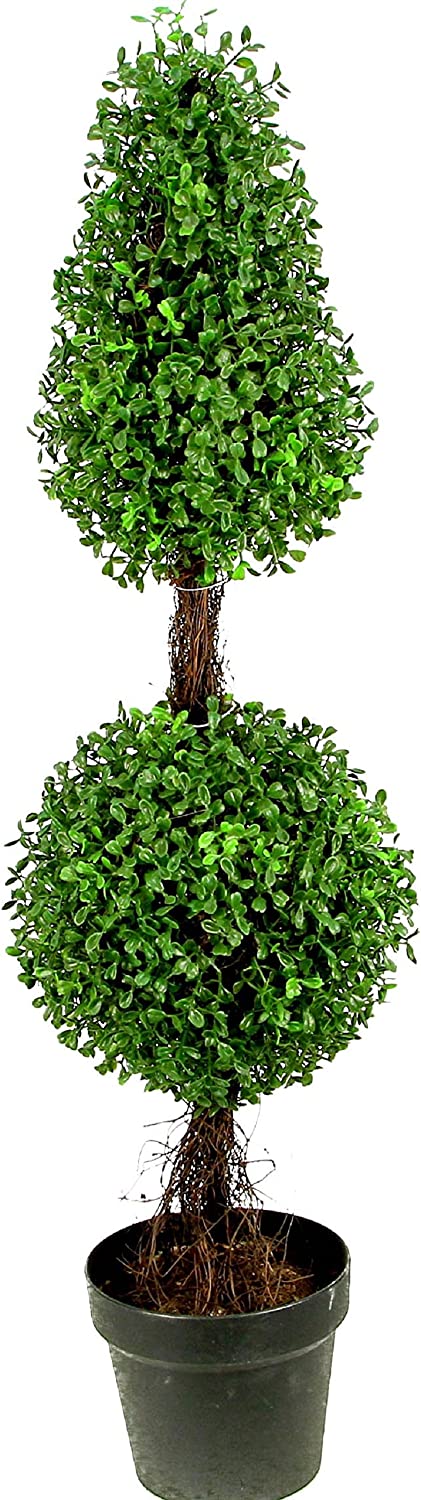 3’ Artificial Boxwood Leave Double Ball Shaped Topiary Tree, GTR4634-NATURAL
