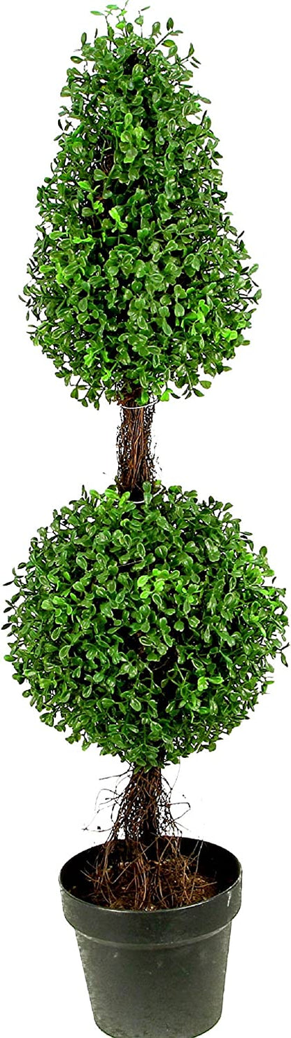 3’ Artificial Boxwood Leave Double Ball Shaped Topiary Tree, GTR4634-NATURAL