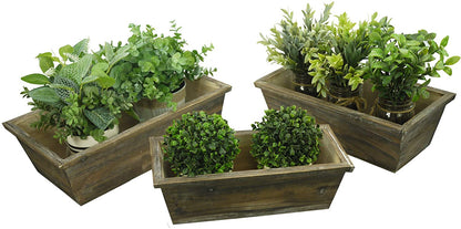 Set of 3 Wood Planter Box RectangleWooden Planter