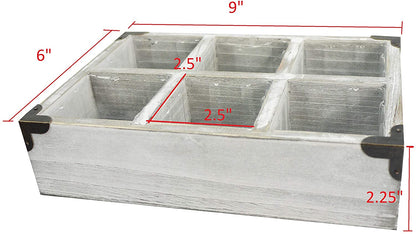 6 Compartment Succulent Wooden Planter Pot Organizer Storage