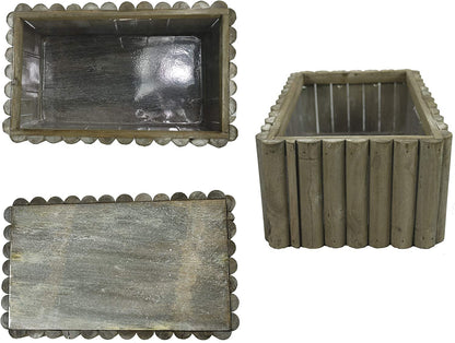 Set of 3 Rectangle Decorative Wooden Planter Wood Indoor Garden for Plants