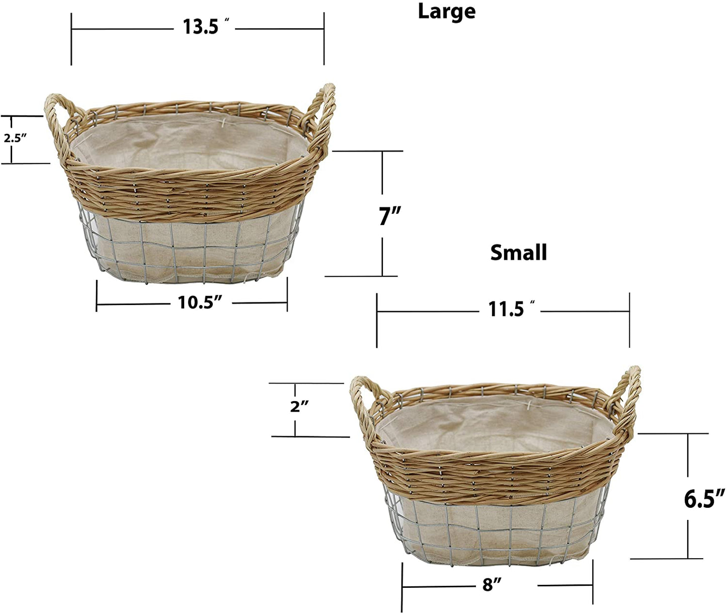 ABN5E118 NTRL Woven Baskets-2-Piece Set of Decorative Nesting