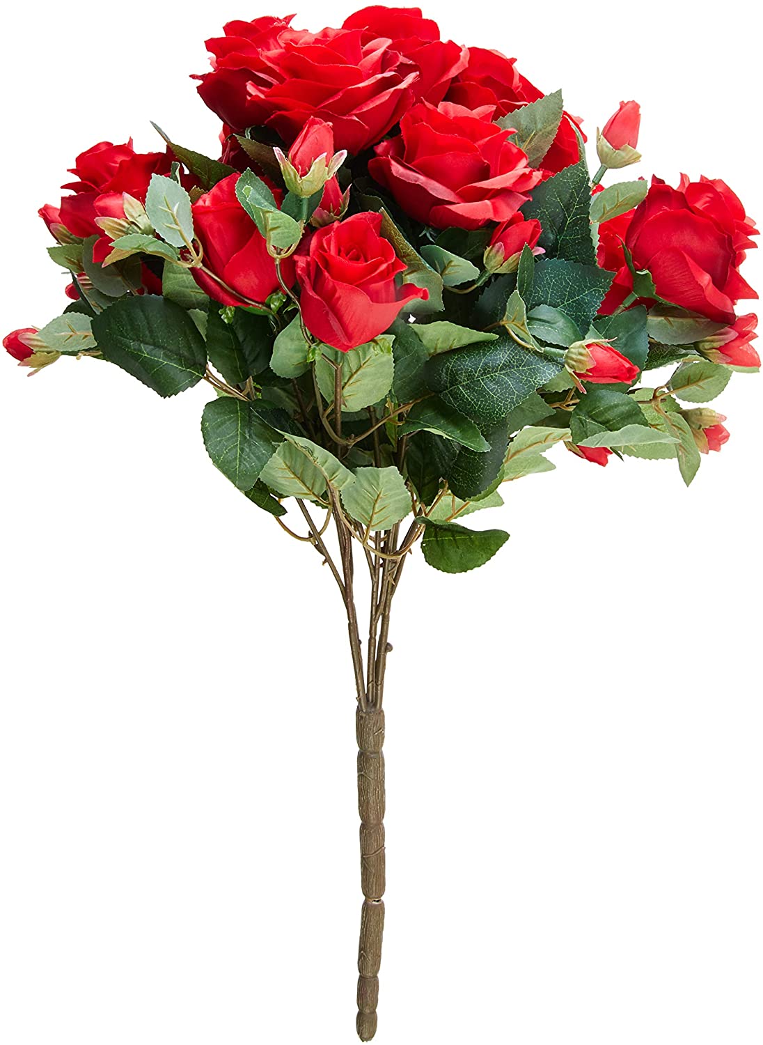 GPB7338-CREAM 5 Stems Faux 15 Head Rose Bud Flower Bush Cream