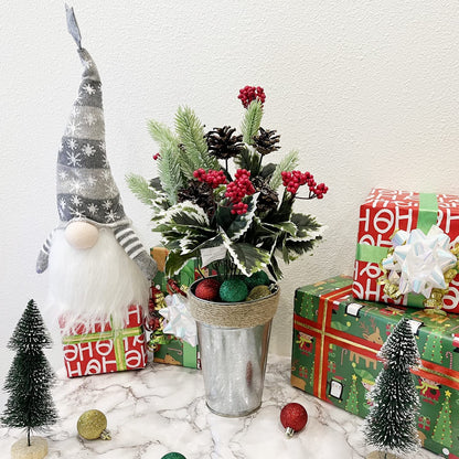 10 Stem Artificial Holly Leaves Berries Christmas Bush