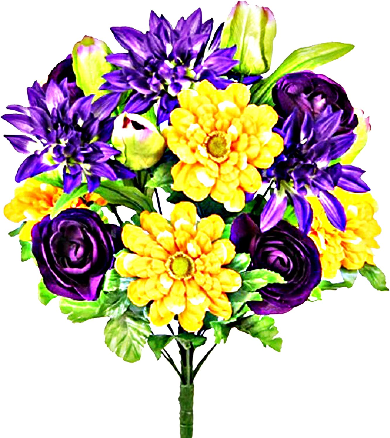 GPB6342-CORAL MIX 18 Stems Artificial Tulip Dahlia and Ranunculus Greenery Mixed Bush