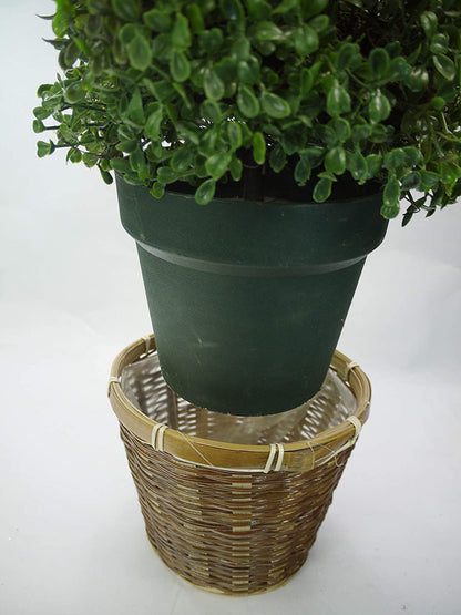 3' Artificial Cypress Leave Spiral Tree in Basket, ABNT003B-NTRL