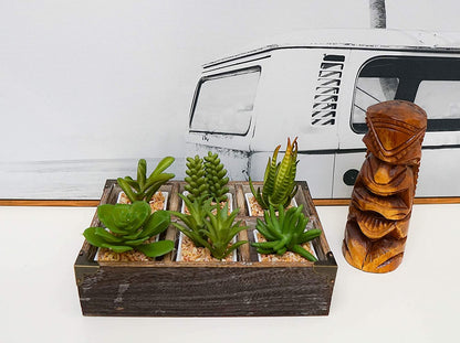 6 Compartment Succulent Wooden Planter Pot Organizer Storage
