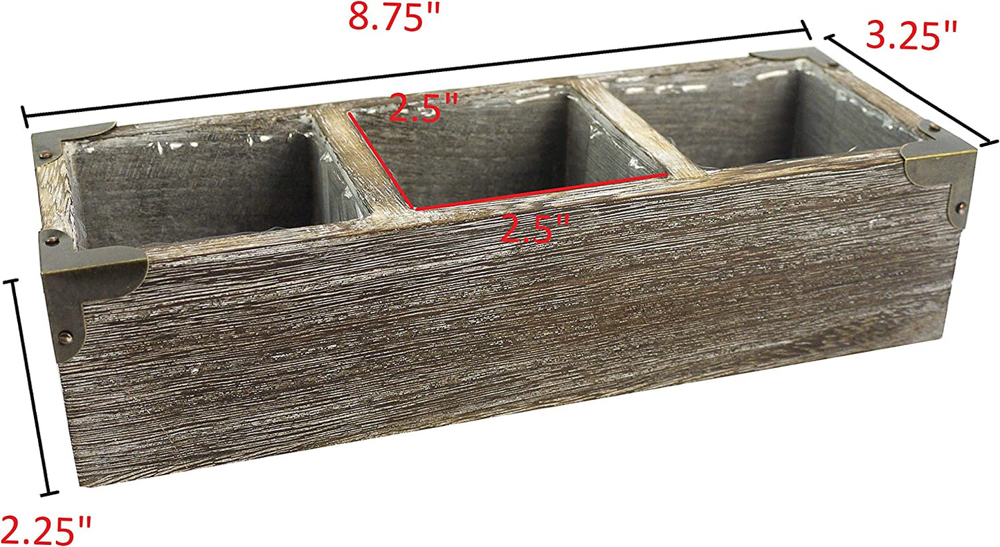 3 Compartment Succulent Wooden Planter Pot Organizer StorageWooden Flower
