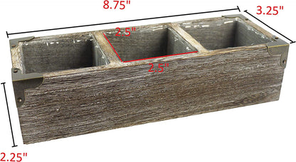 3 Compartment Succulent Wooden Planter Pot Organizer StorageWooden Flower