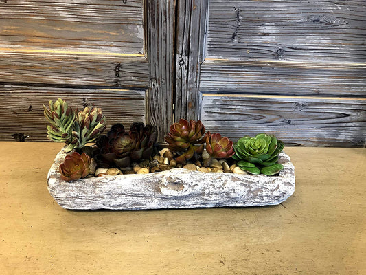 12" Cement Tree Log Planter Cement Pots For Plants