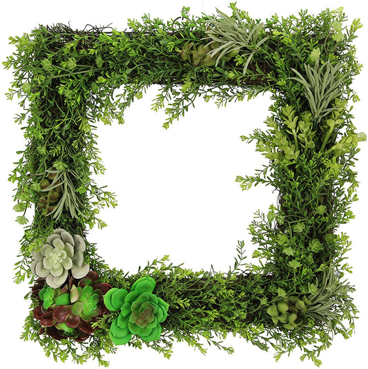GG7654-GREEN Artificial Succulents Plants Wall Square   Green