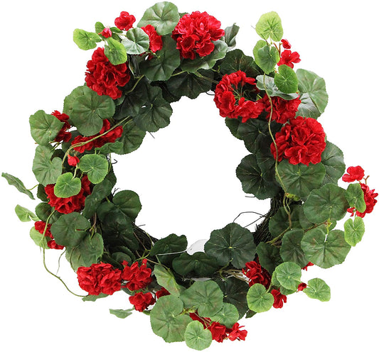 ABN1W004-NTRL Red Geranium 22" Artificial Spring