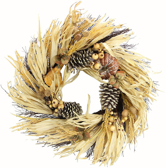 Value 24 Inch Artificial Pumpkin Wheat Berry Corn Husk