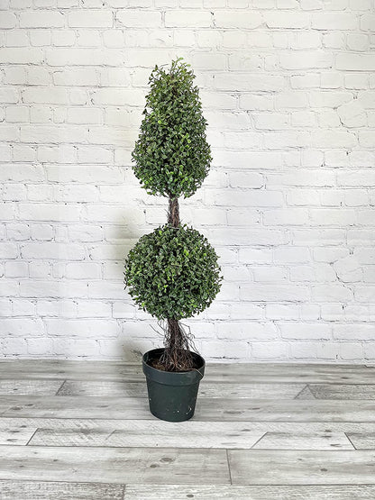 3’ Artificial Boxwood Leave Double Ball Shaped Topiary Tree, GTR4634-NATURAL