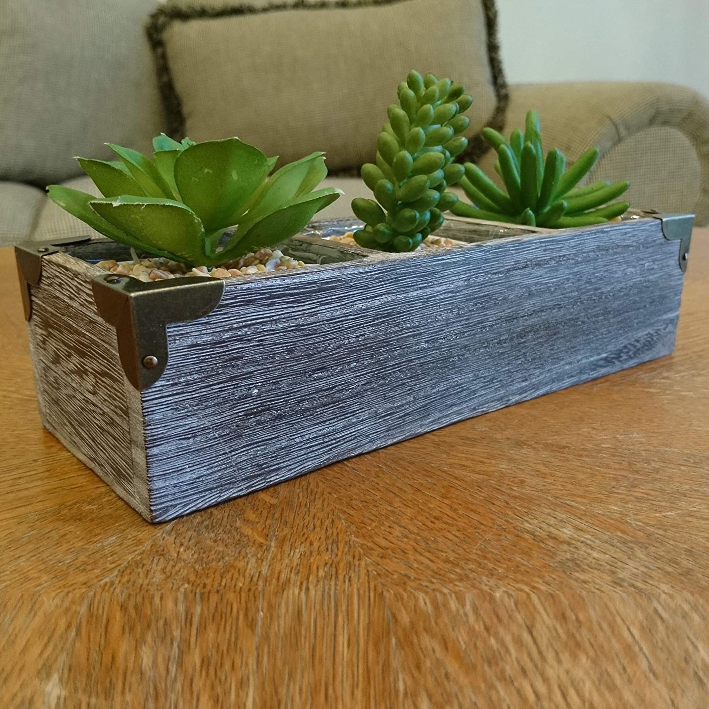 3 Compartment Succulent Wooden Planter Pot Organizer StorageWooden Flower