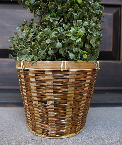 Artificial Boxwood Leave Double Ball Shaped Topiary Plant Tree in Basket,  ABNT001B-NTRL