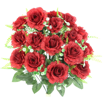 18 Stem Artificial flowers Roses Bush Spring