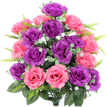 18 Stem Artificial flowers Roses Bush Spring
