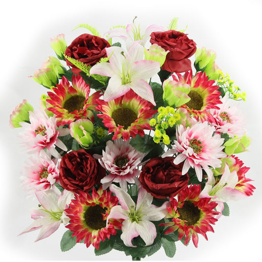 36 Stem Artificial Flowers Dahlia Sunflower Bush Spring