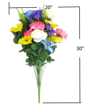 36 Stem Artificial Flowers Dahlia Sunflower Bush Spring