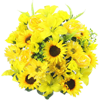 36 Stem Artificial Flowers Dahlia Sunflower Bush Spring