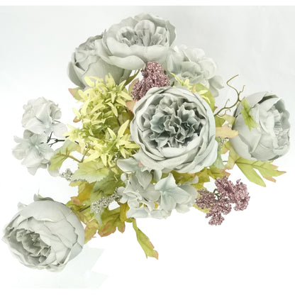 14 Stem Artificial Flowers Rose Hydrangea Bush Spring