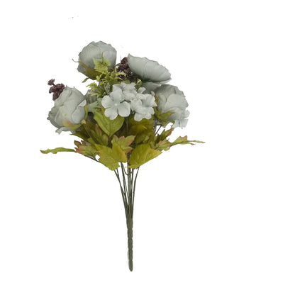 14 Stem Artificial Flowers Rose Hydrangea Bush Spring