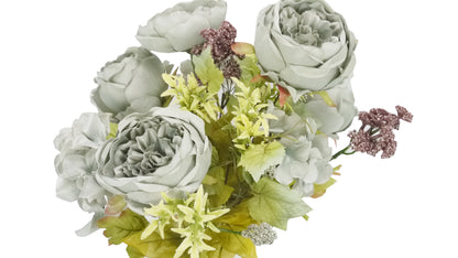 14 Stem Artificial Flowers Rose Hydrangea Bush Spring