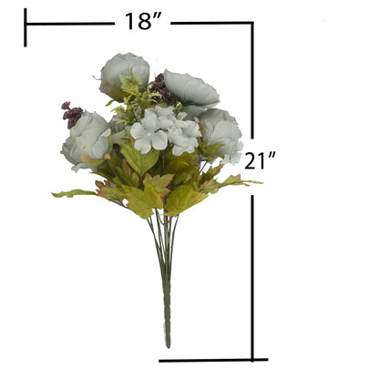 14 Stem Artificial Flowers Rose Hydrangea Bush Spring