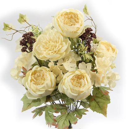 14 Stem Artificial Flowers Rose Hydrangea Bush Spring