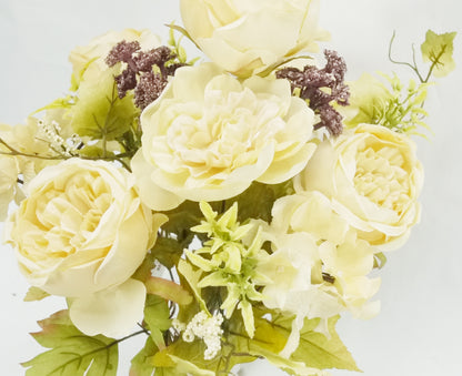 14 Stem Artificial Flowers Rose Hydrangea Bush Spring