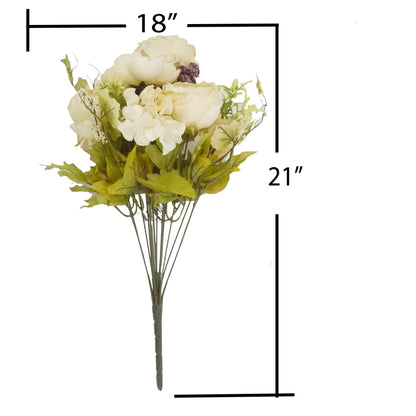 14 Stem Artificial Flowers Rose Hydrangea Bush Spring