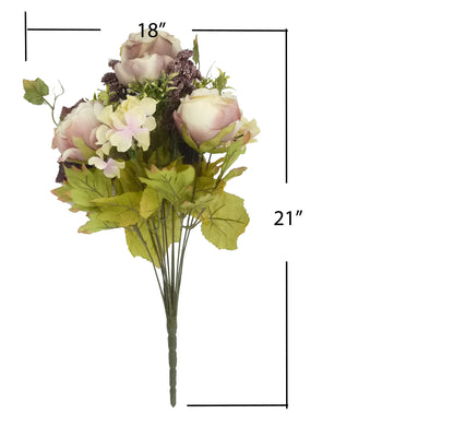 14 Stem Artificial Flowers Rose Hydrangea Bush Spring