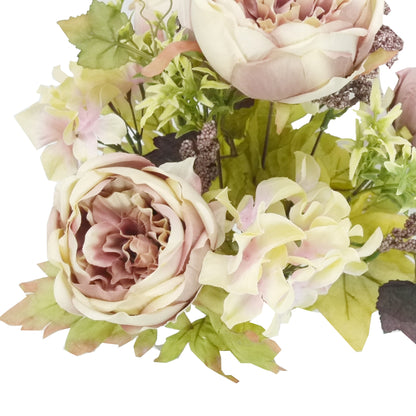 14 Stem Artificial Flowers Rose Hydrangea Bush Spring