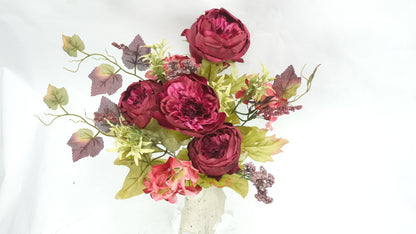 14 Stem Artificial Flowers Rose Hydrangea Bush Spring