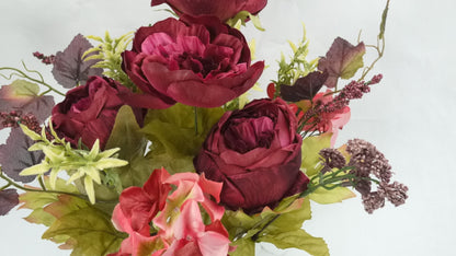 14 Stem Artificial Flowers Rose Hydrangea Bush Spring