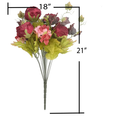 14 Stem Artificial Flowers Rose Hydrangea Bush Spring