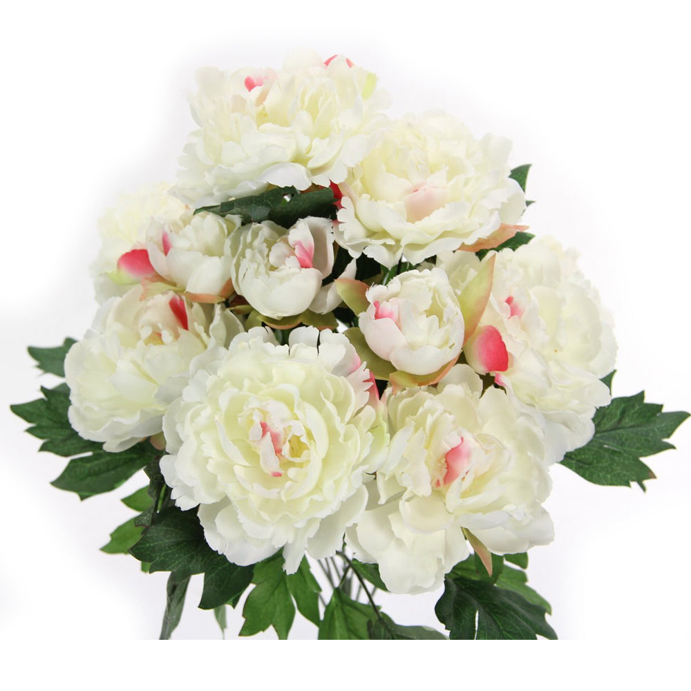 11 Stem Artificial Flowers Peony Bush Spring Faux Flower