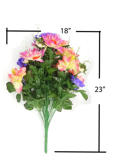 ABN1B014-PUR-ORCHID Artificial Spring Mixed Flower 30 Stem Hibiscus/ Rose Mixed Bush