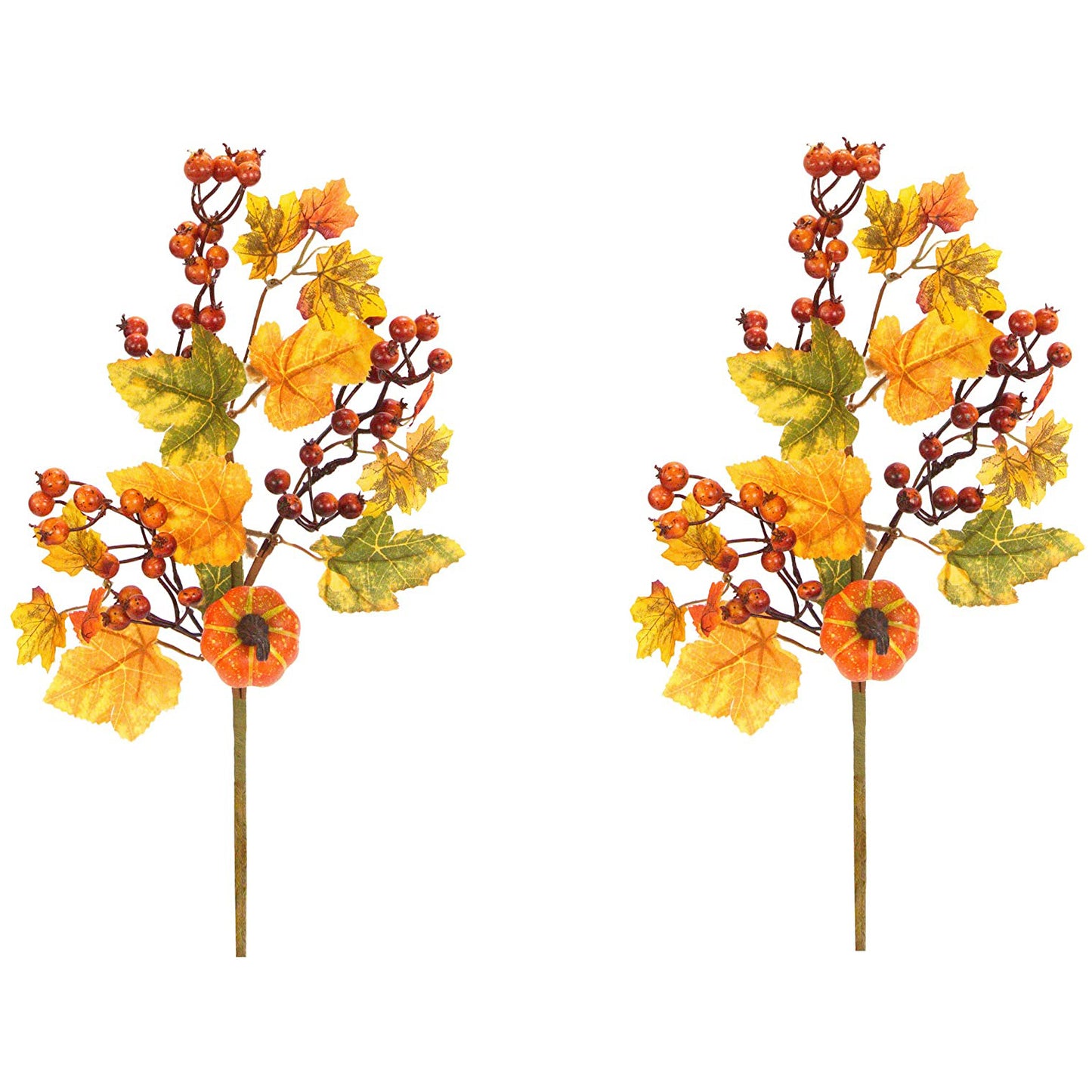 Artificial Autumn Flowers 20 Inch Faux Spray Pumpkin Fake Fruit Berry Fall