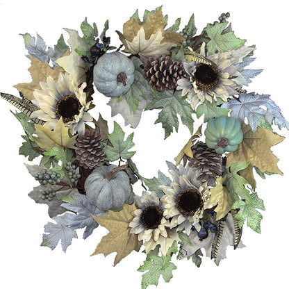 24 Inch Artificial Pumpkin Sunflower Fall    Wall Door Farmhouse Décor