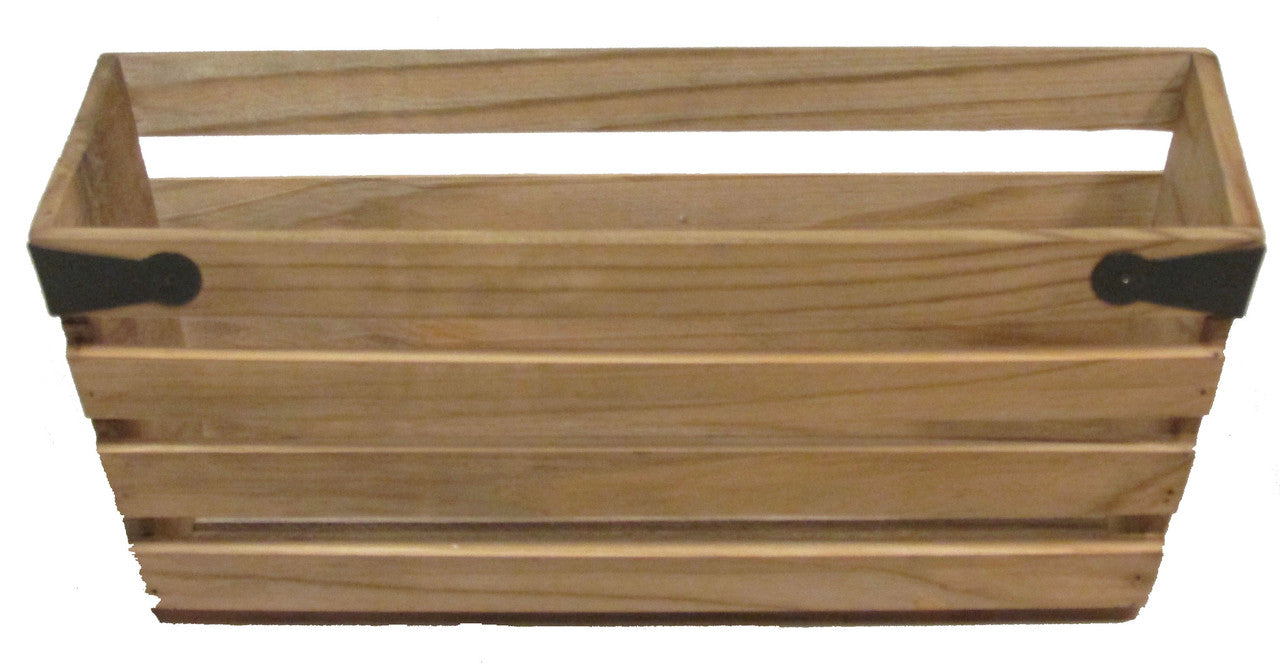 Wood Double 6" Wooden Pot With Metal Corner DesignWooden Planter