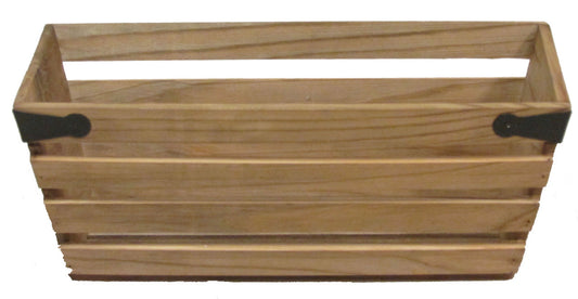 Wood Double 6" Wooden Pot With Metal Corner DesignWooden Planter
